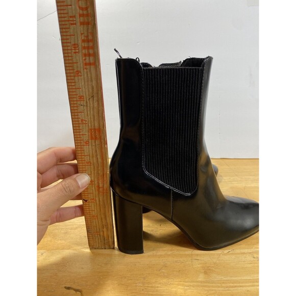 H&M Boots Womens 39 Size 8 Chelsea Black Block Heels Round Toe Casual Comfort - Picture 8 of 9